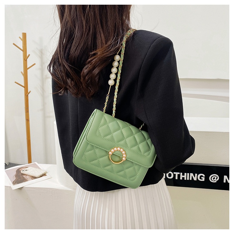 Pearl Bag, Premium Quality Diamond Lattice Chain Pearl Women's Shoulder Bag