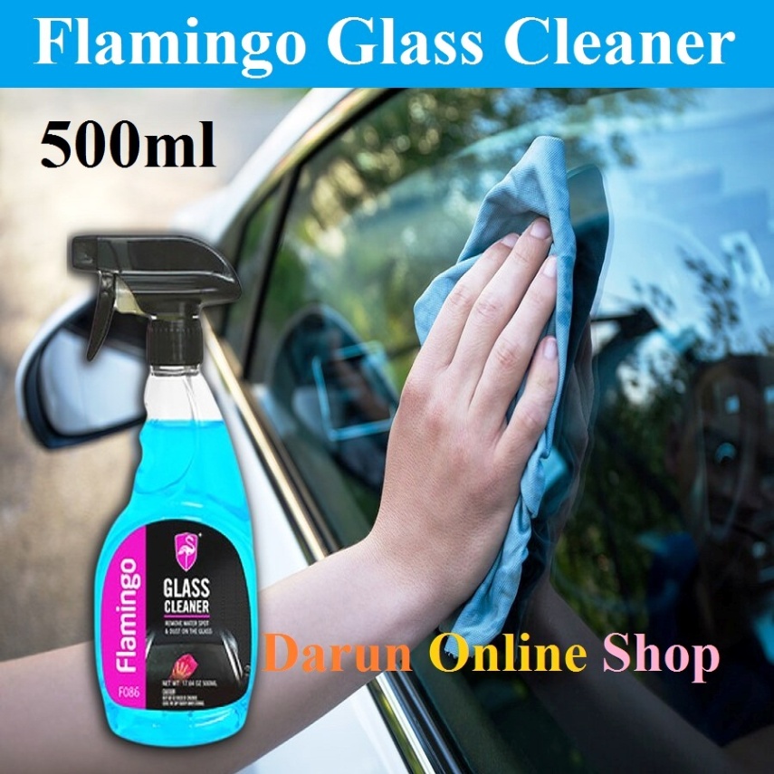 Flamingo Glass Cleaner 500ml, Liquid Trigger Spray For Car, Home, Office, Window Glass Cleaner